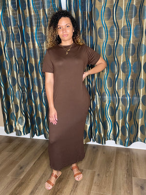 TEE POCKET DRESS (Brown)