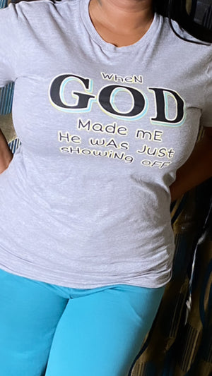 UNISEX GOD TEE (GRY)-**** TOP AND BOTTOMS SOLD SEPERATELY****